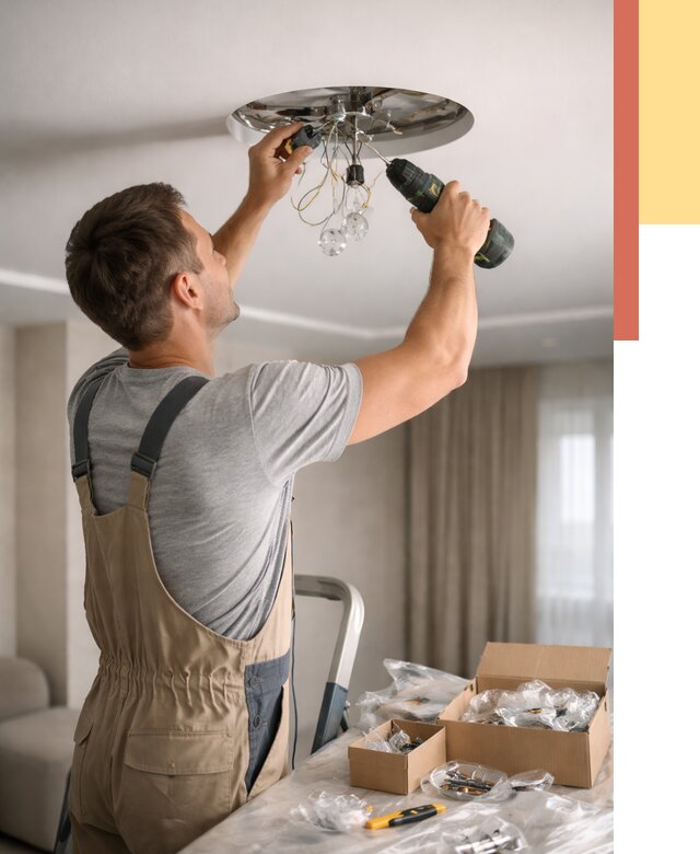 Установка люстры в натяжной потолок в Партизанске от 1288 руб. | Быстро и недорого — ОТДЕЛОЧНИК-Прт