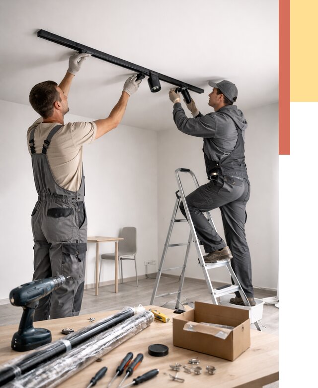 Установка трековых светильников в натяжной потолок в Партизанске от 4508 руб. | ОТДЕЛОЧНИК-Прт