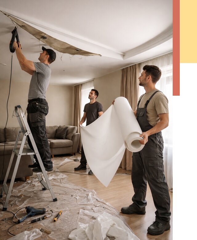 Замена полотна натяжного потолка в Партизанске от 10196 руб. быстро и недорого | ОТДЕЛОЧНИК-Прт