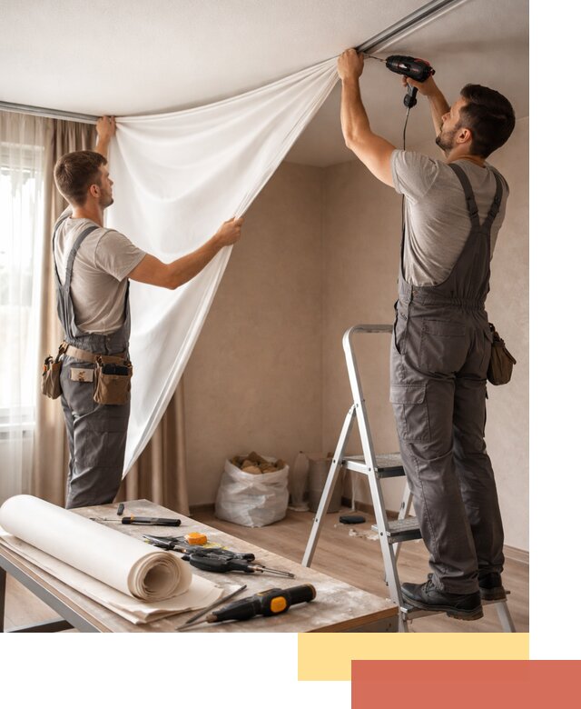 Замена полотна натяжного потолка в Партизанске быстро и качественно