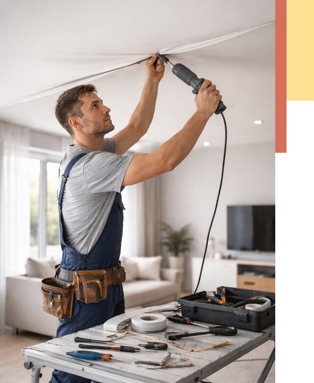 Ремонт натяжных потолков в Партизанске от 10196 руб. под ключ — ОТДЕЛОЧНИК-Прт