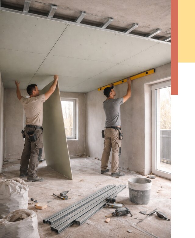 Одноуровневый потолок из гипсокартона в Партизанске от 805 руб. — монтаж под ключ | ОТДЕЛОЧНИК-Прт