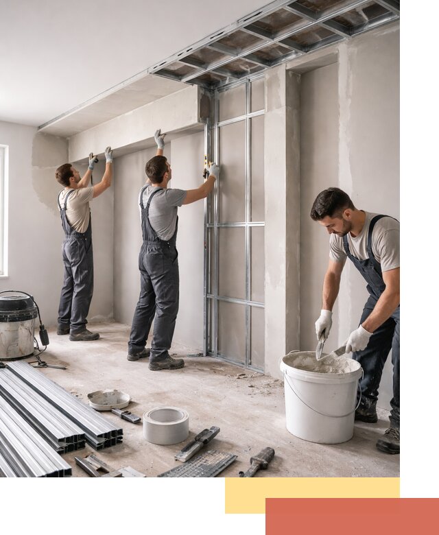 Монтаж потолка из гипсокартона с нишей в Партизанске