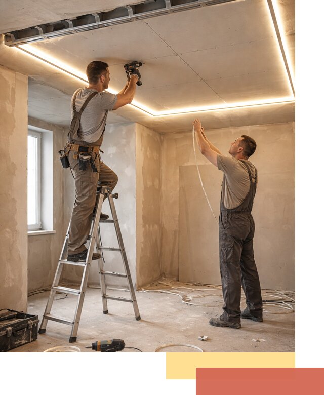 Потолок из гипсокартона с подсветкой в Партизанске