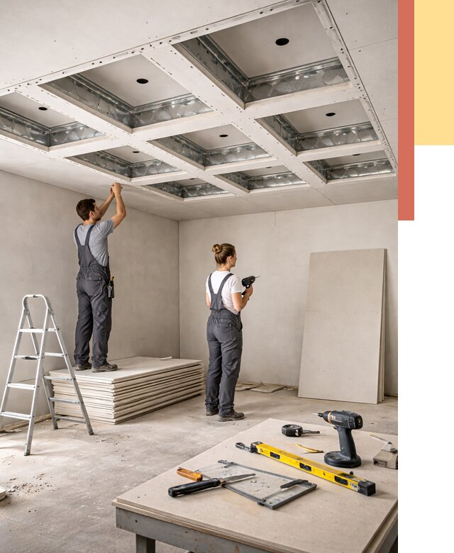 Кессонный потолок из гипсокартона в Партизанске от 1986 руб. — монтаж и под ключ | ОТДЕЛОЧНИК-Прт