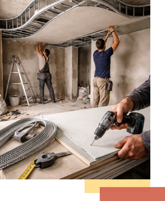 Криволинейный потолок из гипсокартона в Партизанске — монтаж и отделка