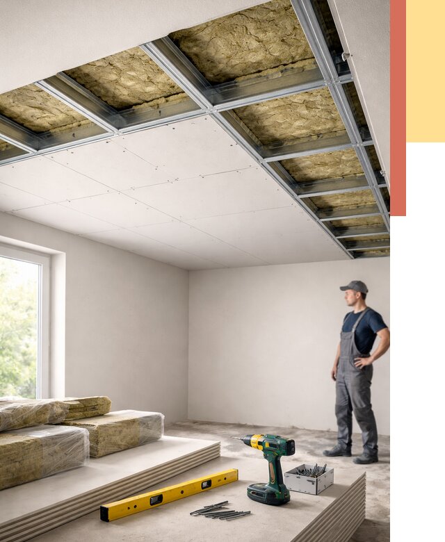 Звукоизоляция потолка ГКЛ в Партизанске от 1020 руб. — монтаж под ключ | ОТДЕЛОЧНИК-Прт