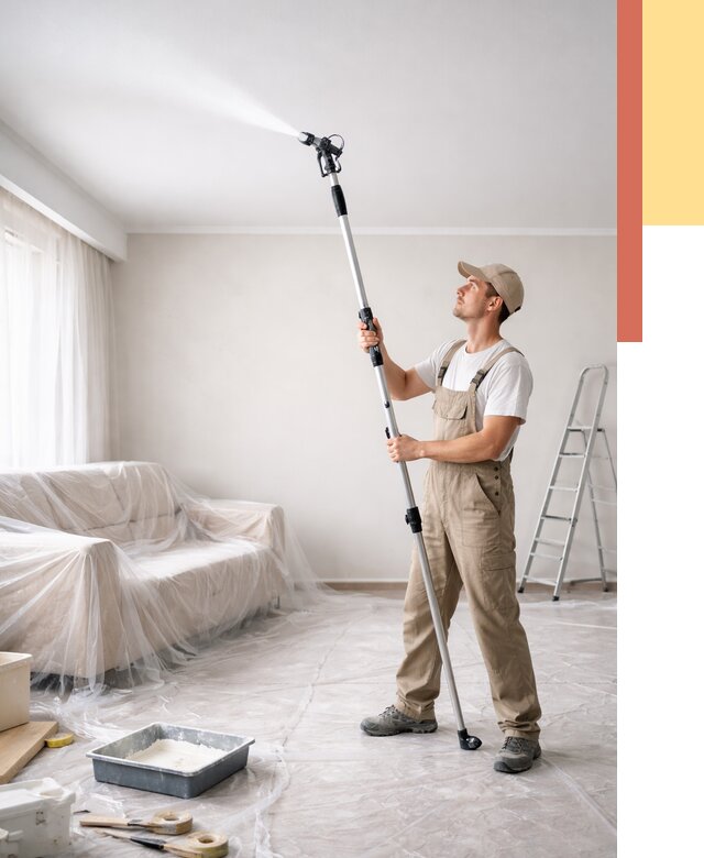 Покраска потолка краскопультом в Партизанске от 4830 руб. быстро и недорого | ОТДЕЛОЧНИК-Прт