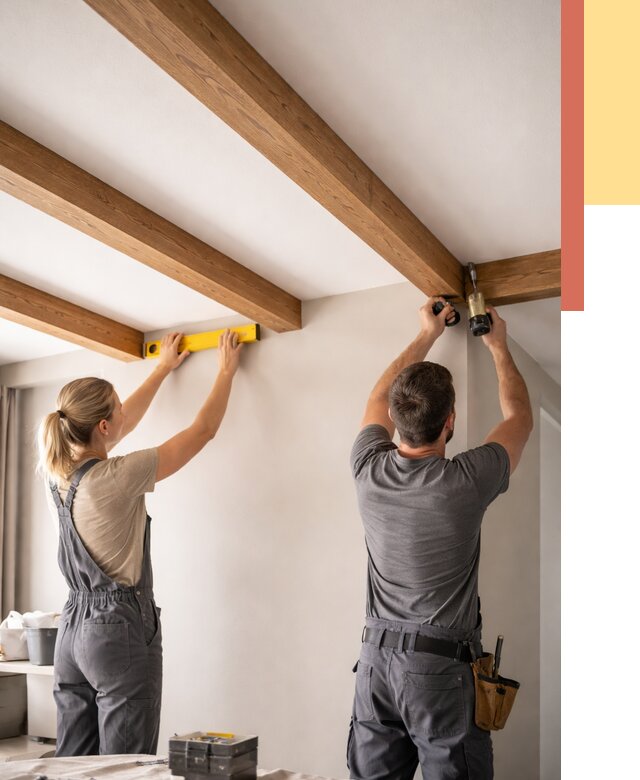 Монтаж декоративных балок на потолок в Партизанске от 4508 руб. — ОТДЕЛОЧНИК-Прт