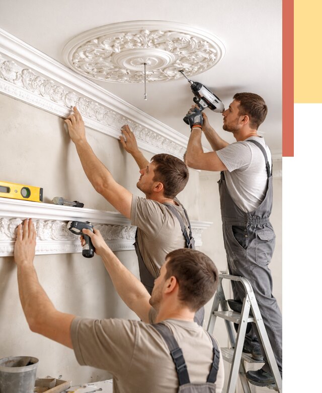 Монтаж лепнины на потолок в Партизанске от 3435 руб. быстро и недорого | ОТДЕЛОЧНИК-Прт